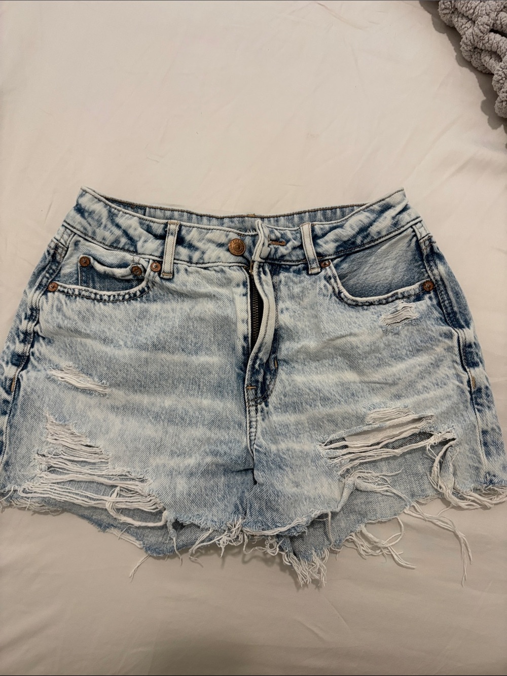 American Eagle Outfitters Light Blue Distressed Denim Shorts